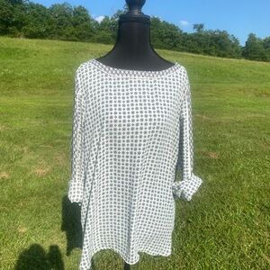 Ann Taylor Loft semi sheer lightweight tunic top sz M light aqua Blue